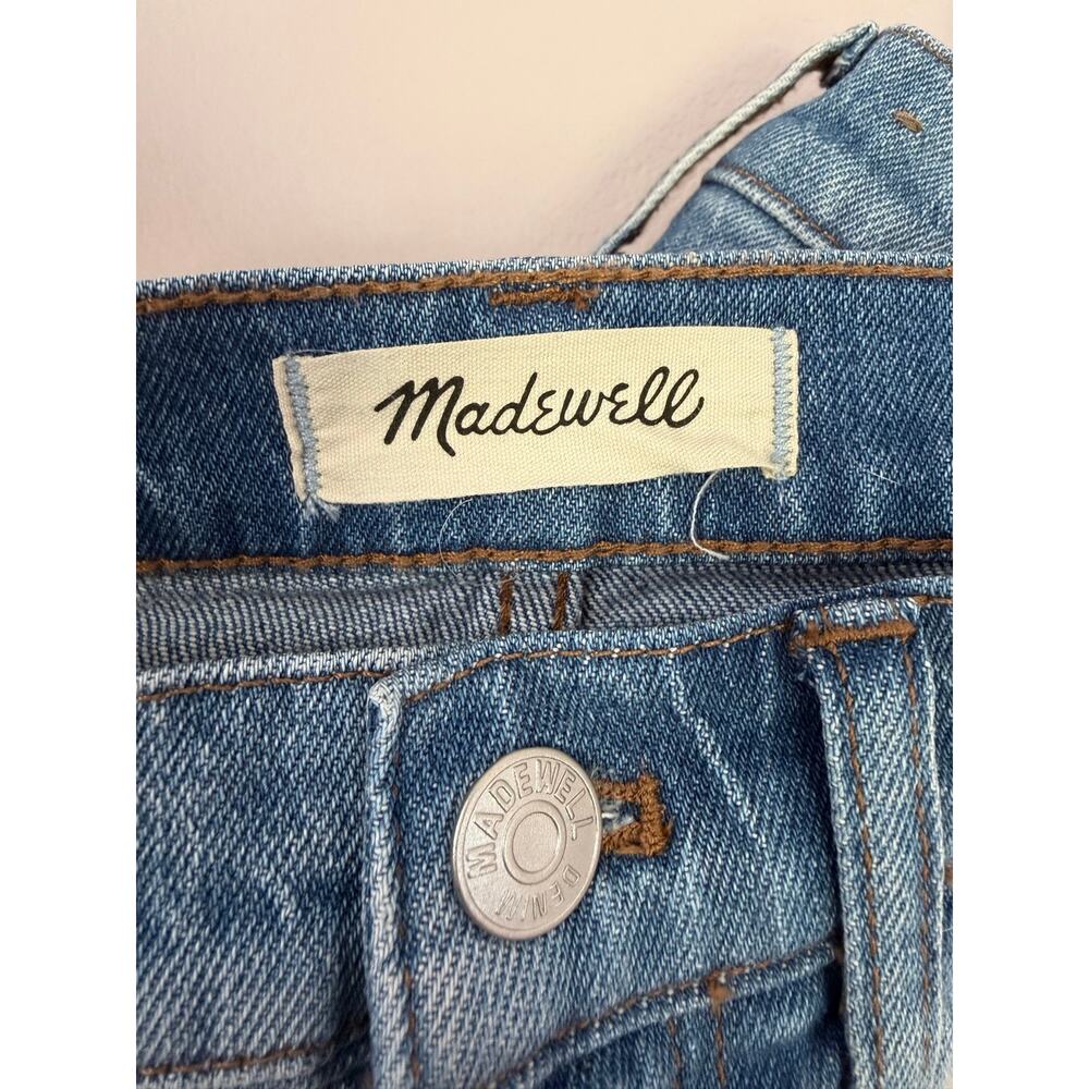 Madewell The High Rise Slim Boy Jean 28  Distressed Straight Leg Raw Hem Jeans - Picture 5 of 9